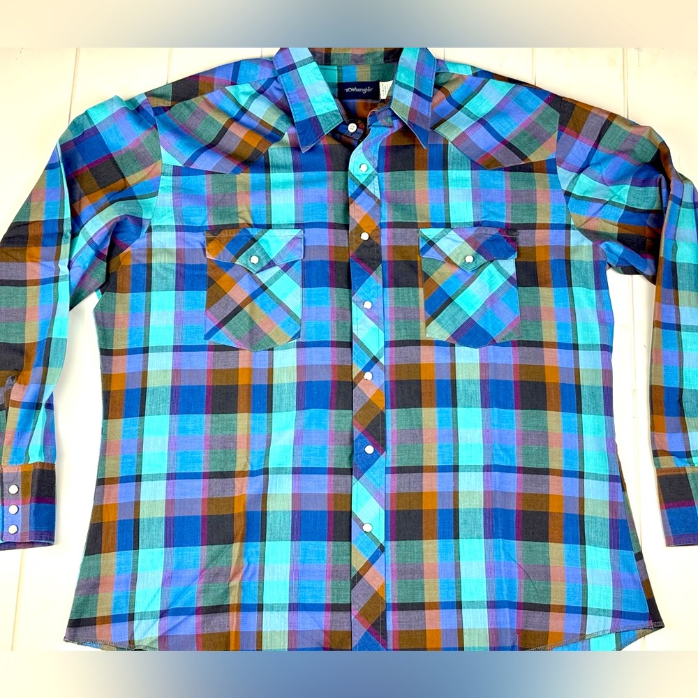 Vintage Wrangler Pearl Snap Button Down Short XL VTG